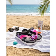 Slipcat Kadın Rengarenk Kaydırmaz Taban Esnek ve Rahat Plaj Havuz Deniz Ev Bahçe Parmak Arası Terlik