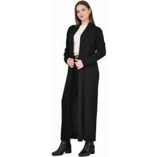 Missruba Kadın Siyah Fitilli Uzun Hırka - FH0001