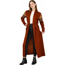 Missruba Kadın Kiremit Kilim Desenli Uzun Hırka - KH0001