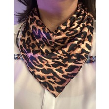 ALS Tasarım Dünyası Leopar Desenli Ipek 55X55 Çok Amaçlı Bandana