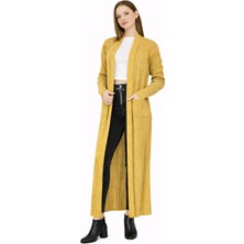 Missruba Kadın Hardal Sarısı Fitilli Uzun Hırka - FH0001