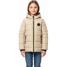 D1fference İçi Kürklü Su ve Rüzgar Geçirmez Kapüşonlu Kız Çocuk Mont