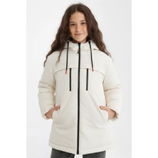 D1fference İçi Astarlı Cepli Kapüşonlu Jel Elyaflı Su ve Rügar Geçirmez Kız Çocuk Kışlık Mont