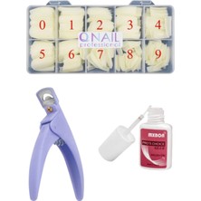 Qnail Professional Protez Tırnak 500'LÜ Kemik Tips -Tips Makası ve Yapıştırıcı Mxbon - 3'lü Set