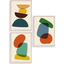 Yazline Global Rahatlatıcı Desenler Üçlü Ahşap Çerçeveli Tablo 23 x 30