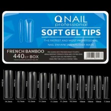 Qnail Professional 440'LI French Bamboo Soft Gel Tips Profesyonel Nail Art Hızlı Tırnak Uzatma Tırnak Bakım