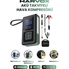Harvox Akü Takviye Cihazı Hava Kompresörlü Şarjlı Powerbankli Basınç Göstergeli Araç Lastik Şişirme