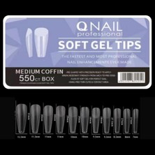 Qnail Professional Soft Jel Tips 550’LI Medium Coffin Tırnak Bakımı İçin Dayanıklı ve Esnek