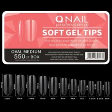 Qnail Professional 550'LI Oval Medium Soft Gel Tips Profesyonel Nail Art Hızlı Tırnak Uzatma Tırnak Bakım