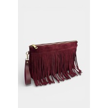 MİALES Hakiki Süet Deri Püskül ve Uzun Askı Detaylı Kadın Portföy & Clutch Çanta