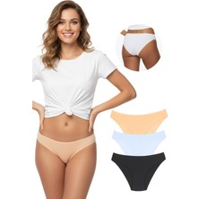 New Lilla 1001 Kadın Beyaz Siyah Ten 3'lü Günlük Slip Külot