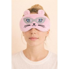 Kedi Desenli Göz Uyku Bandı Pembe