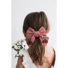 Kiraz Aksesuarlı Pötikareli Fiyonk Otomat Toka Kırmızı