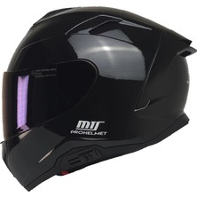 Kuzey Motor Kuzeymotor Mts X340 Fullface Kask Parlak Siyah (Mavi Camlı)
