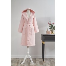 Özdilek 15 Yaş Kız Çocuk Kapüşonlu Kadife Pamuk Bornoz-Bright Pembe