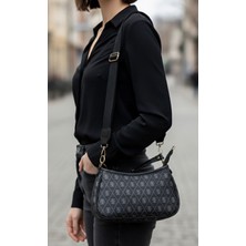 Addy Siyah Logolu Monogram Kadın Omuz ve El Çantası