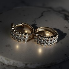 Luckyb Store Rose Silver Taşlı Halka Küpe