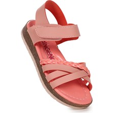 Şirin Bebe Kiko Kız Çocuk Sandalet Terlik Microfiber Somon 1 cm Ökçe Yüksekliği ile Rahat Kullanım