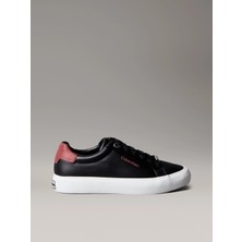 Calvin Klein Vulc Bağcıklı Deri ve Hareli Kadın Siyah Sneaker HW0HW02747-0GK