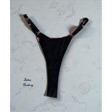 Intive Lingerie Intive Fantasy Yanları Rose Gold V Aksesuarlı Siyah Tasarım Tanga