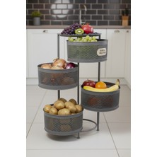 Orvila Metal Sebzelik Tepsili Açılır Patates Soğan Meyvelik Sepeti Rafıantrasit Gri