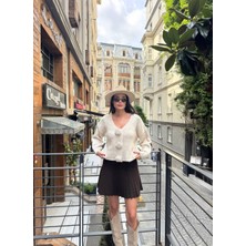 Füme Triko Güllü Çıtçıtlı Hırka