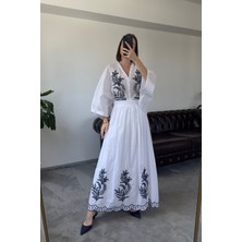 Magarde Begonvil - Kimono Etekli Takım- Beyaz