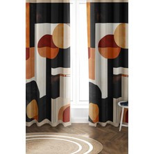 Dolce Mariee Geometrik Desen Parlak Saten Mikro Kumaş Çift Kanat Fon Perde Takımı PRD0057