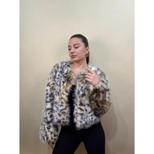 A.T.Kıds-Women Kadın Leopar Desenli Suni Kürk Ceket – Yumuşak Dokulu, Oversize Kürk Ceket