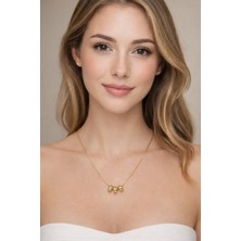 Zirkon Taşlı Altın Kaplama Çelik Kolye