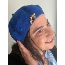 ALS Tasarım Dünyası Mavi Renk Ressam Bere ve Arı Broş