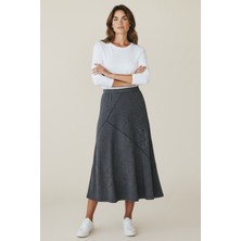 Ece Giyim Kadın Beli Lastikli Verev Kesim Bedenli Etek