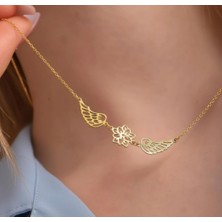 Myz Takı Melek Kanadı ve Çiçek Figürlü 925 Ayar Gümüş Kolye