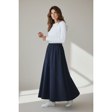 Ece Giyim Kadın Beli Lastikli Verev Kesim Bedenli Etek