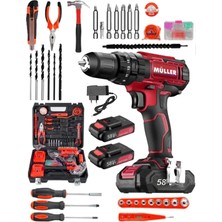 Germany 5800 Çelik Şanzuman Bakır Sargılı Çift Akülü Şarjlı Matkap Vidalama 100 Parça Set