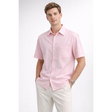 Polo State Erkek Pamuklu Açık Pembe Kısa Kollu Regular Fit Gömlek