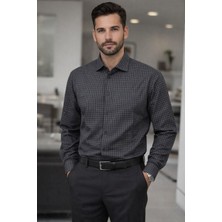 Polo State Erkek Slim Fit Klasik Kareli Kahverengi Gömlek