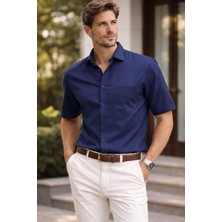Polo State Erkek Pamuklu Lacivert Kısa Kollu Regular Fit Gömlek