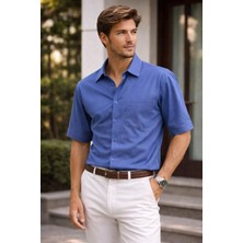 Polo State Erkek Pamuklu Indigo Kısa Kollu Regular Fit Gömlek
