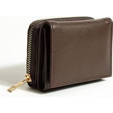 Dzc Kuzenler Avm Kadın Fermuarlı Çıtçıtlı Bozuk Para Bölmeli Kahverengi Cüzdan Kartlık Aksesuar,yılbaşı Hediyesi