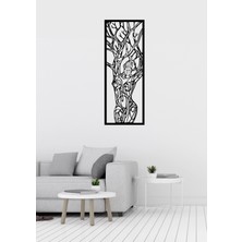 Mazemac Ağaç Desenli Kadın Figürlü Lazer Kesim Metal Duvar Süsü