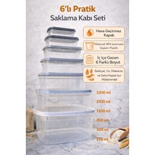 Ceritoğlu Hava Geçirmez 6'lı Saklama Kabı (Stackable) Iç Içe Geçer-Bpa Free-Dikdörtgen