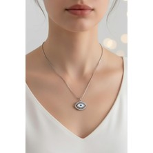 Pukka Accessories Kadın Gümüş Nazar Boncuklu Taşlı Kolye – Kadın Kolye