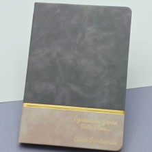 Skygo Öğretmenler Günü Hediyesi Yazılı Deri Defter Gri