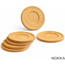 Nokka 6 Adet Oyuklu Model Yuvarlak Bambu Altlık, Fincan Tabağı, Bardak Altlığı 10 cm
