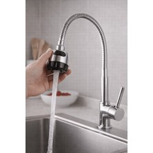 Noctis Nest Tazyikli Oynar Başlıklı Spiral Musluk Başlığı 2 Fonksiyonlu Esnek 40 cm Paslanmaz Krom