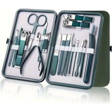 Qnail Professional 18 Parça Tırnak Bakım Seti Paslanmaz Çelik Manikür Pedikür Tırnak Makası Seti Seyahat Çantası ile