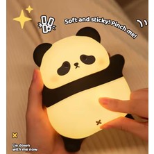 Azurtech Silikon Sevimli Panda Masa Lambası Gece Lambası Yatak Odası Çocuk Için Uygun USB Şarj Edilebilir LED Gece Lambası Bebek Için
