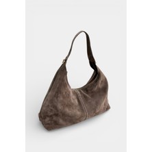 MİALES Hakiki Süet Deri Fermuar Kapama ve Uzun Askı Detaylı Kadın Omuz Çantası