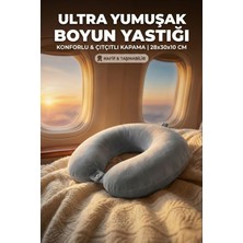 Premium Ortopedik Visco Seyahat Boyun Yastığı - Uçak Araba ve Ofis Için Destekleyici Konfor